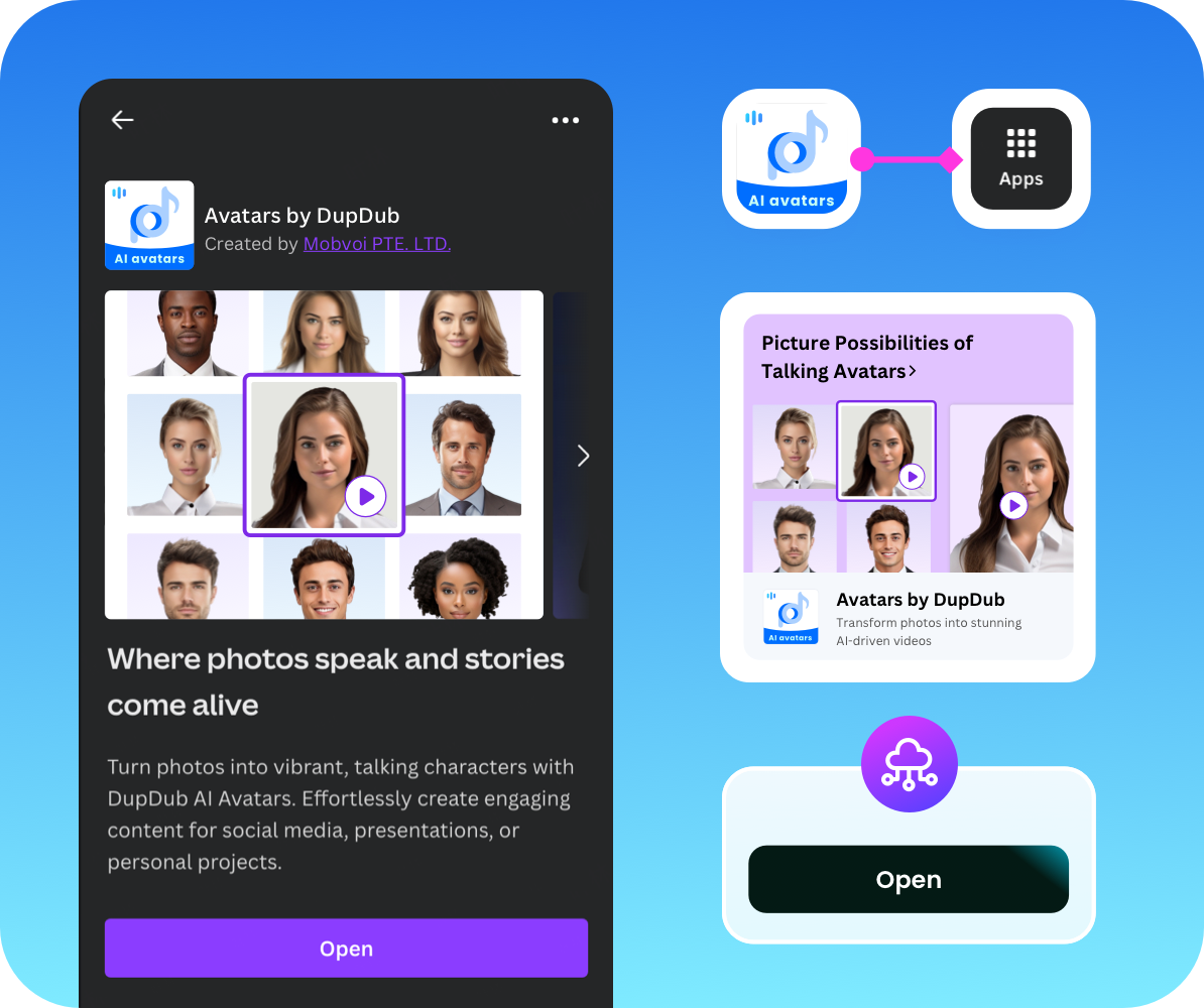 First step to add AI avatars and voiceovers to Canva designs