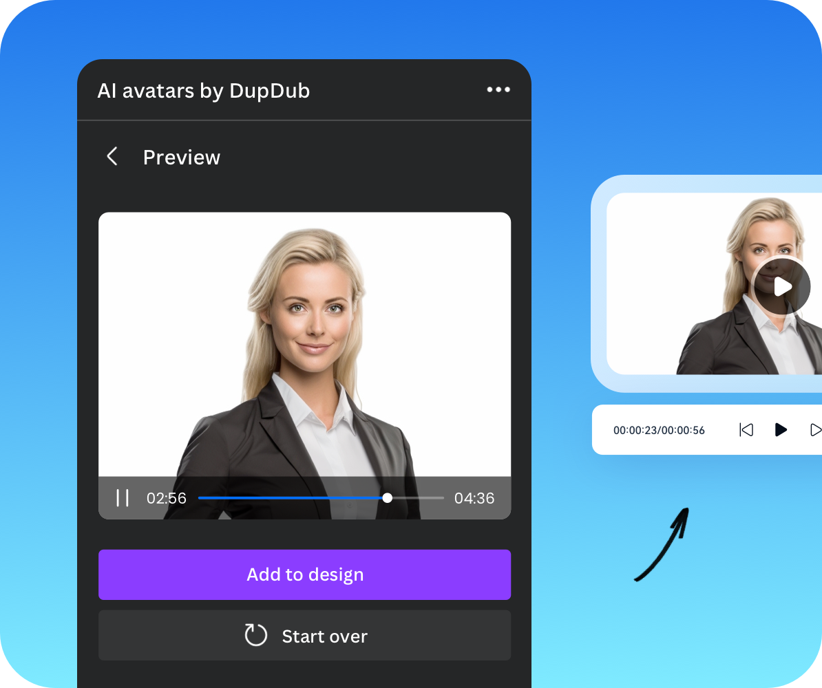 Add to your Canva design On DupDub canva design